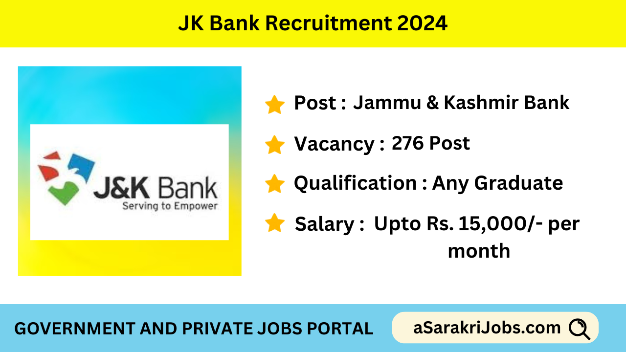 JK Bank Recruitment 2024 A Sarkari Jobs